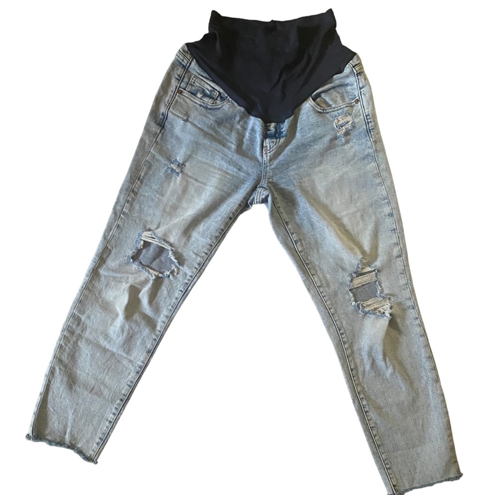 Old Navy OG Straight Full Panel Maternity Light Wash Jeans Size 6 Distressed